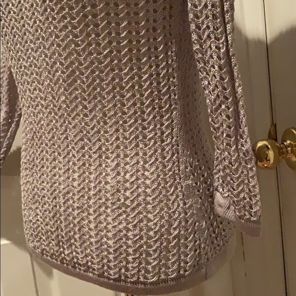 Light gray Ann Taylor open weave sweater - Picture 4 of 8